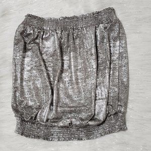Anthropologie Silver Metallic Tube Top